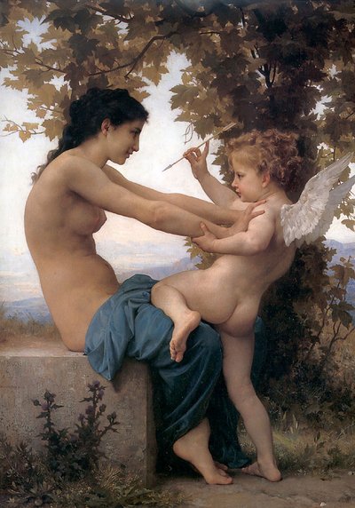 Young Girl Defending Herself Against Cupid by William Adolphe Bouguereau